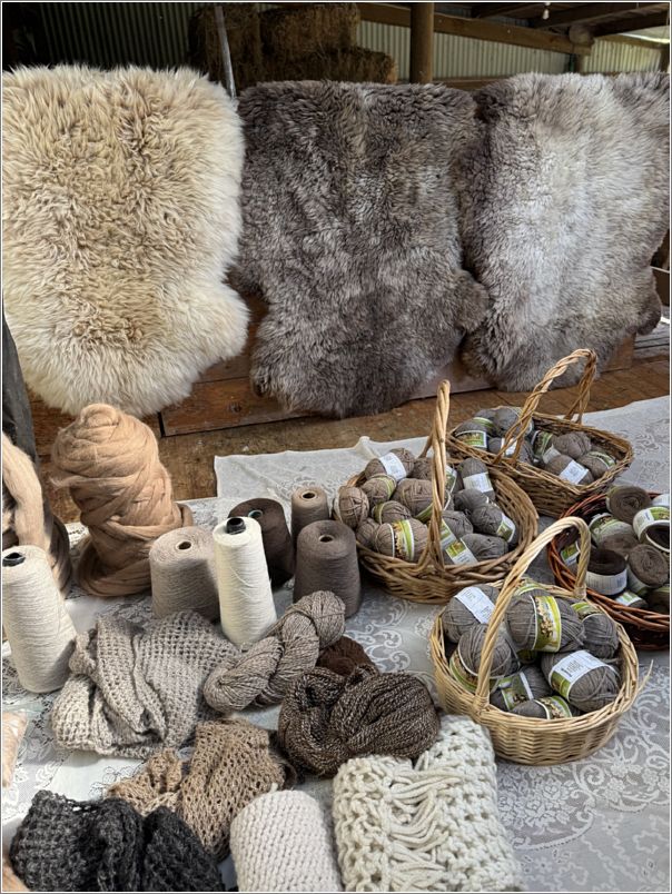 Products made from Stuart and Sue Albreys Fine Fibre Farms wool. Photo: Laurel Stone.